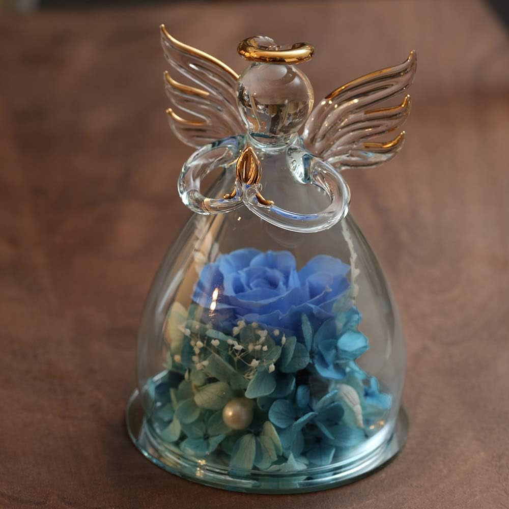  Gifts for Wife Mother Day Rose Gift Birthday Gift for Women Angel Gifts for Her Artificial Flowers in a Glass Dome Angel Gift Idea for Her Forever Rose Anniversary Wedding Gifts