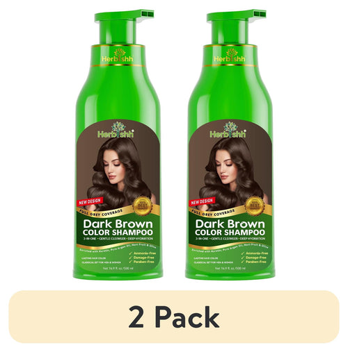 (2 Pack)  Dark Brown Hair Color Shampoo for Gray Hair – Buy 1 Get 1 Free | 3-In-1 Hair Dye, Conditioner & Shampoo | 100% Gray Coverage | Ammonia-Free | 500Ml Each | for Men & Women