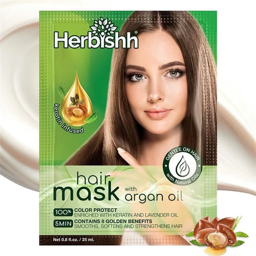 (5 Pack)  Argan Hair Mask-Deep Conditioning & Hydration for Healthier Looking Hair-25Gm for Very Dry, Weak, Stressed Out Hair, No Sulphates, No Parabens