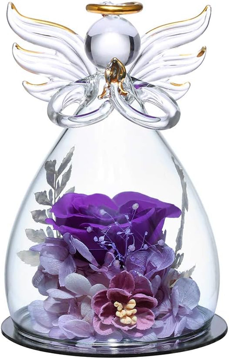  Gifts for Wife Mother Day Rose Gift Birthday Gift for Women Angel Gifts for Her Artificial Flowers in a Glass Dome Angel Gift Idea for Her Forever Rose Anniversary Wedding Gifts