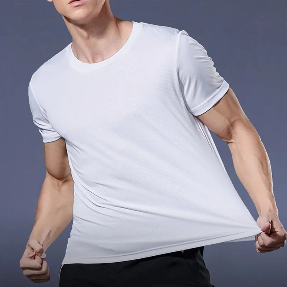2026 Men'S Quick Dry Short Sleeve T-Shirt Moisture Wicking round Neck Gym Running Sport Shirt Lightweight Training Exercise Top