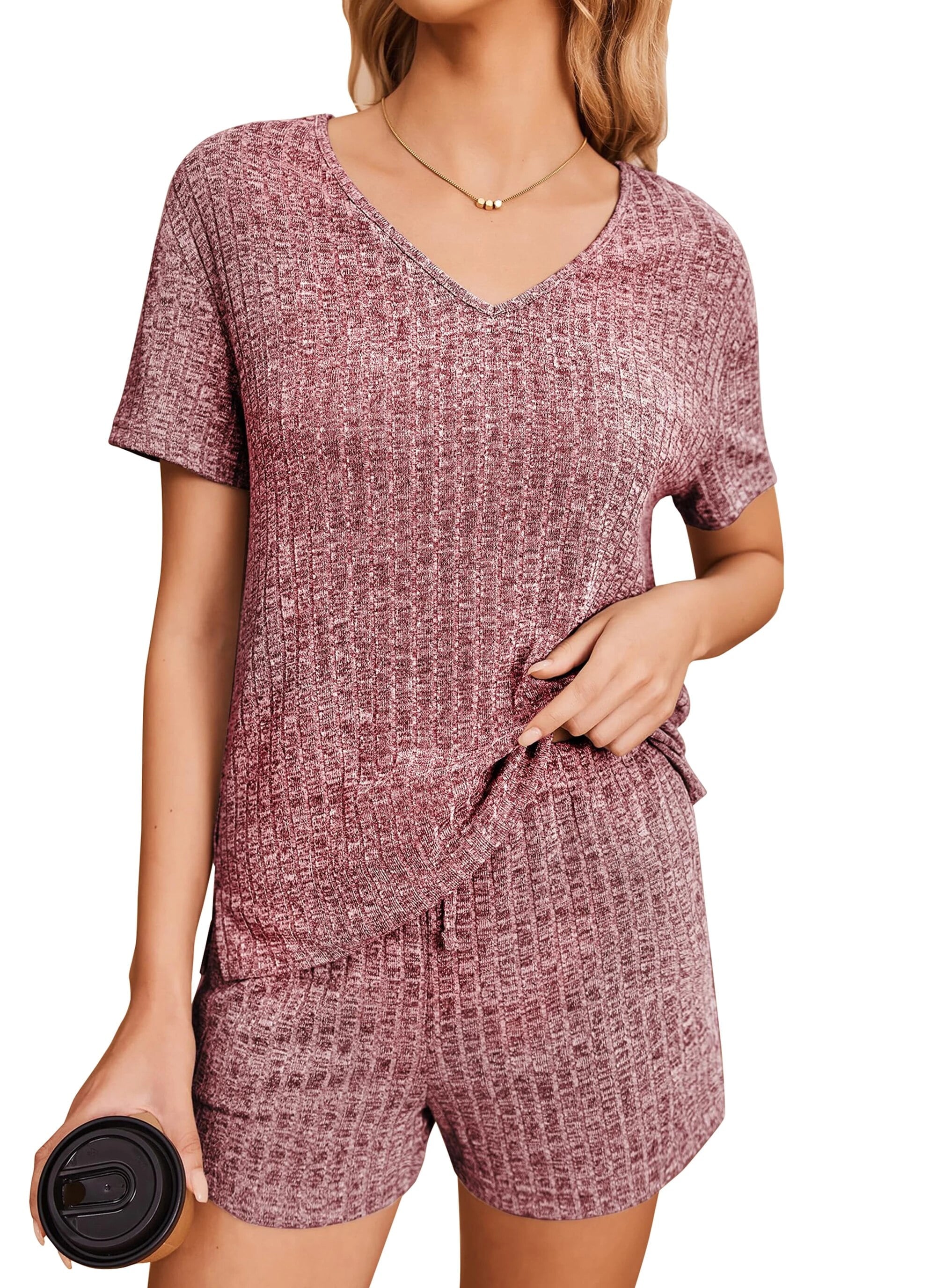 2 Piece Sets Summer Pajamas Womens Tops and Shorts Sleepwear Outfits Lounge Sets Casual