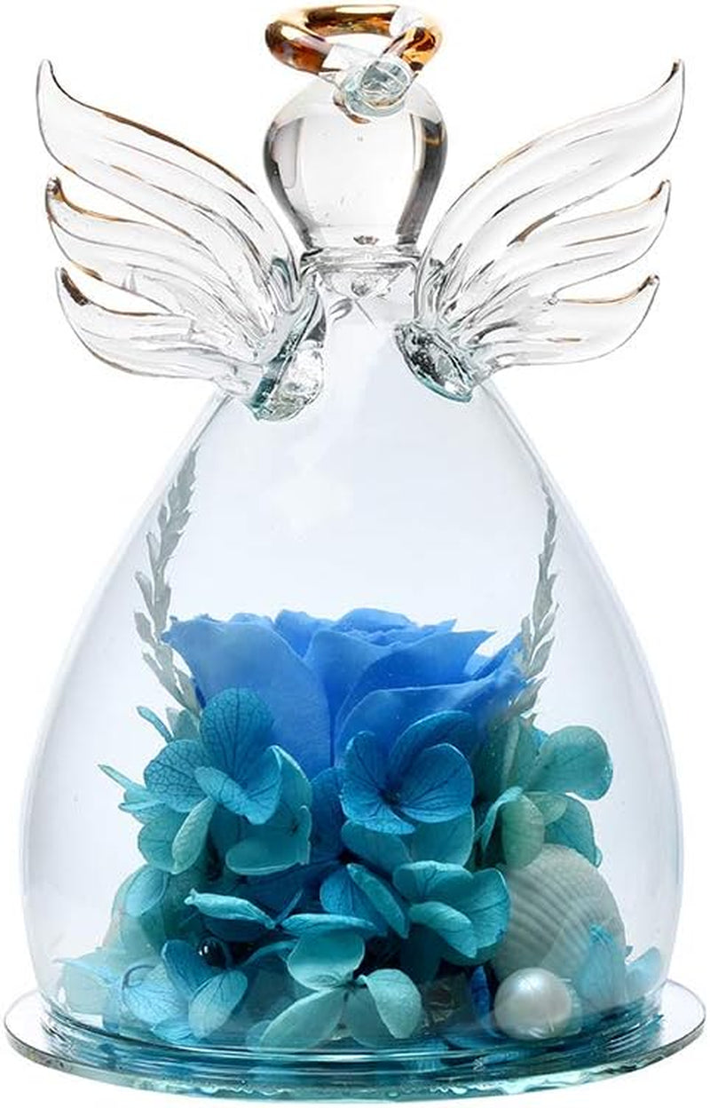  Gifts for Wife Mother Day Rose Gift Birthday Gift for Women Angel Gifts for Her Artificial Flowers in a Glass Dome Angel Gift Idea for Her Forever Rose Anniversary Wedding Gifts