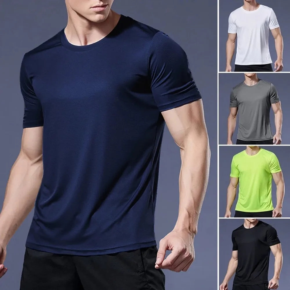 2026 Men'S Quick Dry Short Sleeve T-Shirt Moisture Wicking round Neck Gym Running Sport Shirt Lightweight Training Exercise Top