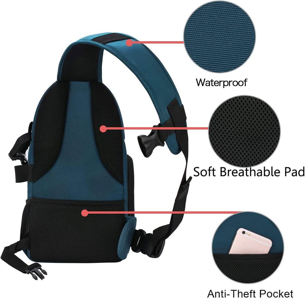 Camera Sling Bag, Dslr/Slr/Mirrorless Camera Case Shockproof Photography Camera Backpack with Tripod Holder & Removable Modular Inserts Compatible with Canon/Nikon/Sony/Fuji, Deep Teal