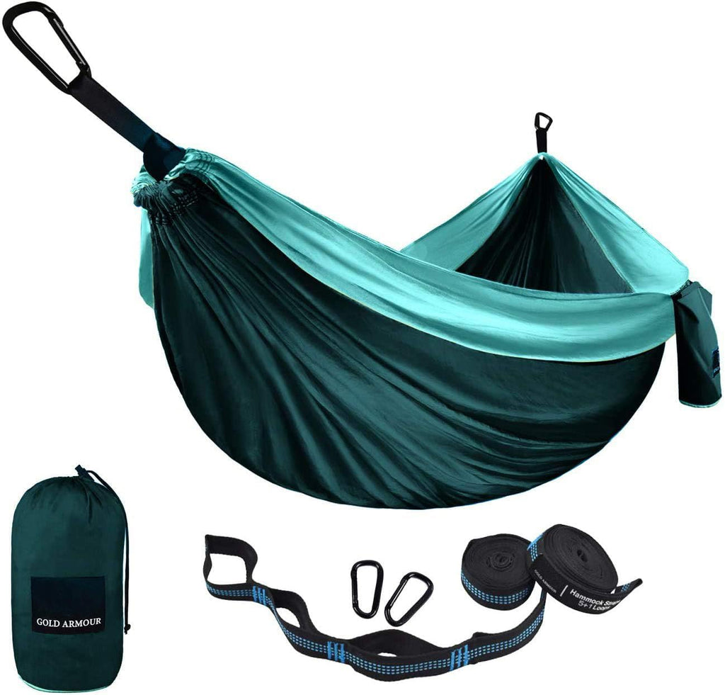 Camping Hammock - Portable Hammock Single Hammock Camping Accessories Gear for Outdoor Indoor Adult Kids, USA Based Brand (Black)
